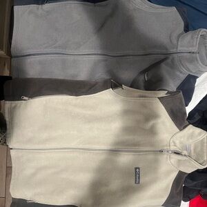 Columbia Fleece Vests in Gray and Cream